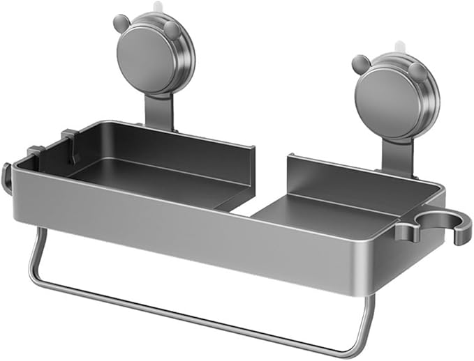 Suction Cup Wall Mounted Suction Shower Rack Organizer No Drilling Shelf Basket For Bathroom Shower Caddy Storage Rack Kitchen Organizer For Smooth Walls