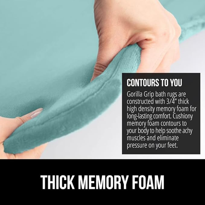 GORILLA GRIP Memory Foam Bath Mat, Soft Absorbent Velvet Bathroom Mats, Durable Dots on Underside, Machine Washable Bathmat, Carpet Rug Room Decor for Shower Tub Floor RV, 36x24 Rugs, Seablue