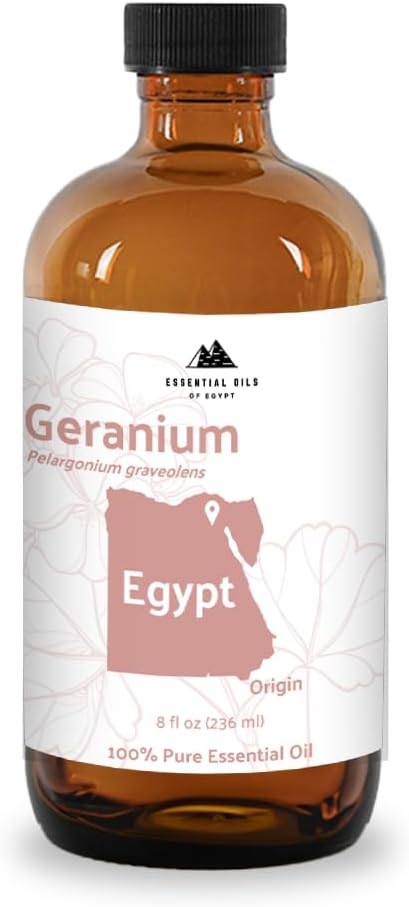 Geranium Essential Oil - Direct from Egypt Nile Delta - Pure Essential Oils for Body, Skincare & Balance - Natural Aceite de Geranio - 100% Pure Therapeutic Grade - 8oz