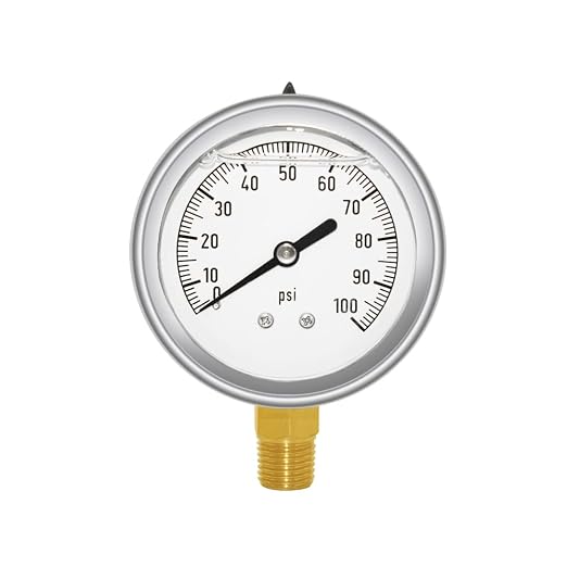 Joywayus Pressure Gauge 0-100 PSI Brass 1/4" NPT Male Thread Lower Mount by Joywayus