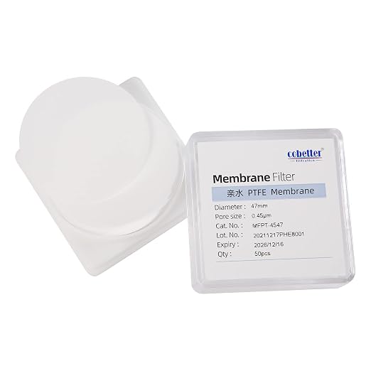 100 Pieces/Pack PTFE Disc Membrane Filters Hydrophilic 47mm Diameter 0.22µm by COBETTER