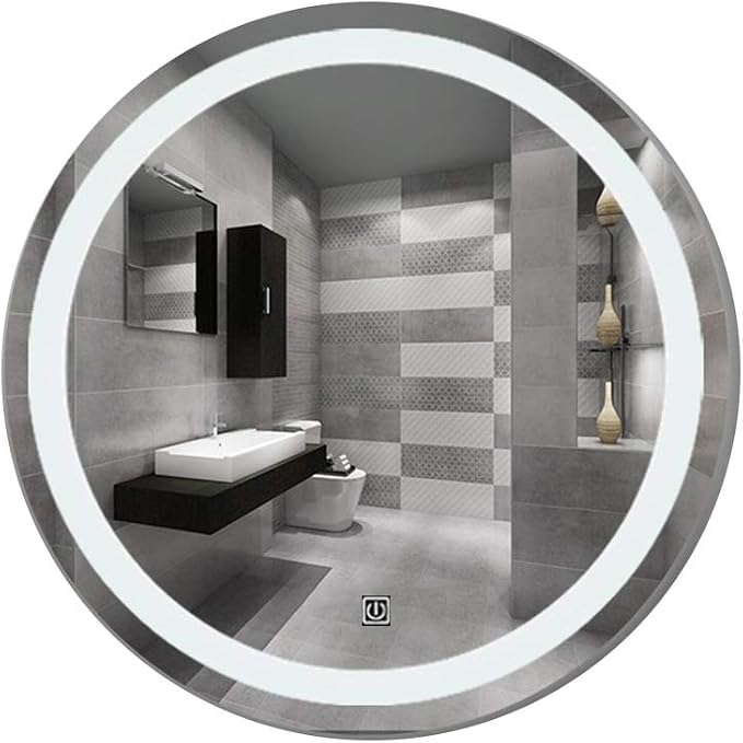 Bathroom Mirrors Round Waterproof Illuminated LED Wall Makeup Mirrors by Unknown