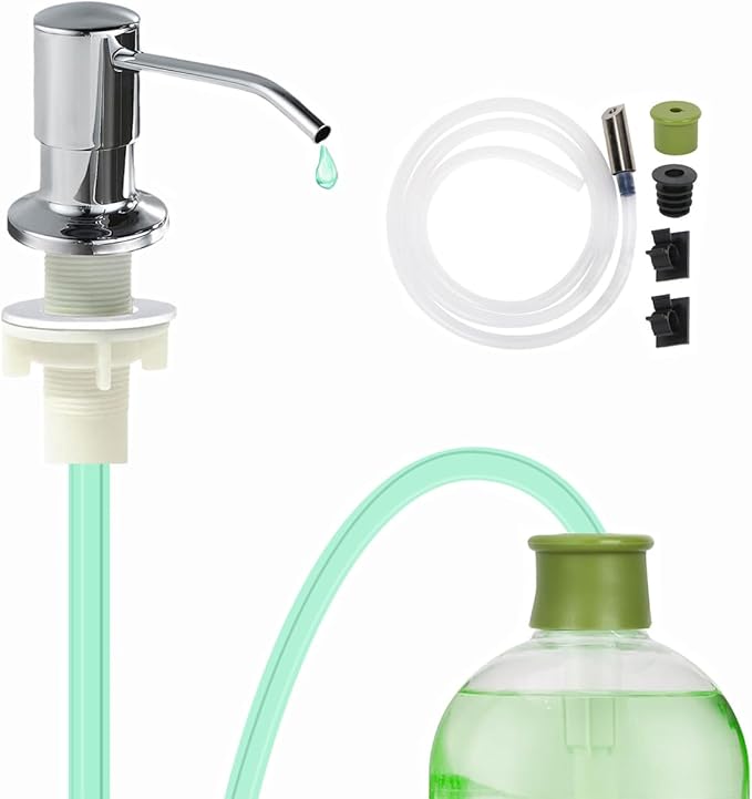 Soap Dispenser for Kitchen Sink,Stainless Steel Countertop Dish Soap Dispenser Pump with 47" Extension Tube