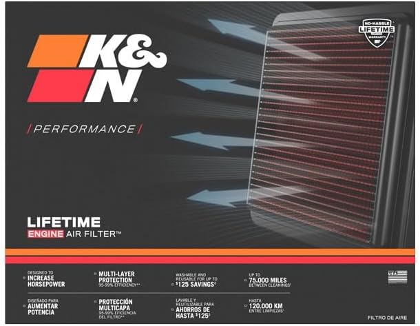K&N High-Flow Original Lifetime Engine Air Filter: Increase Power: Premium - Image 3