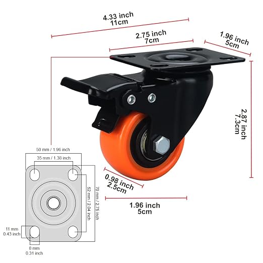 2" Caster Wheels, Casters Set of 8 Heavy Duty - Image 4