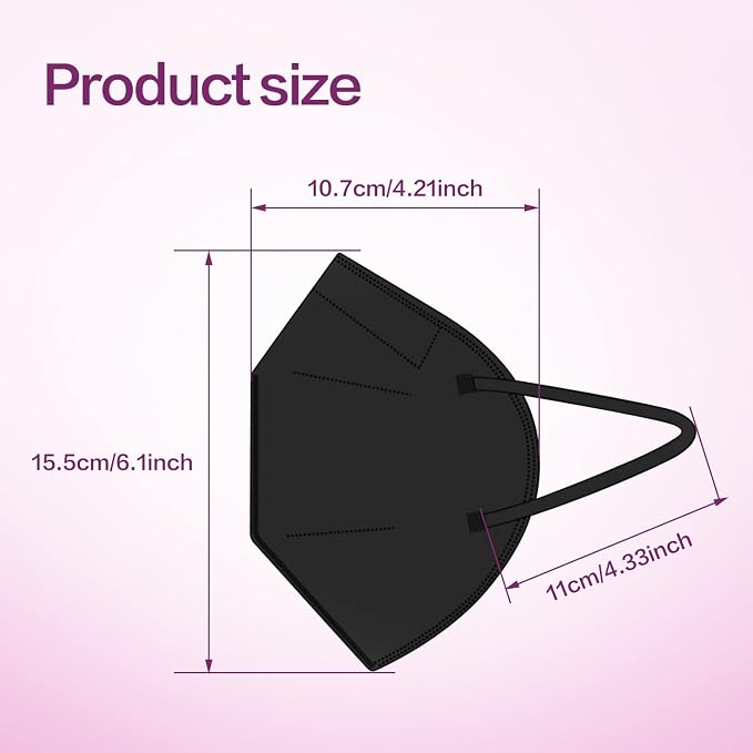 Miuphro KN95 Face Mask 50 Pack, Disposable Respirator Masks, 5 Layer Design - Image 2