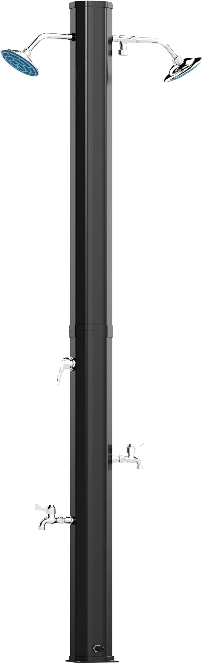 Outsunny 9.2 Gal Solar Heated Outdoor Shower, 7.1F 2-Section Outdoor Solar Shower with 2 Foot Showers, 2 360° Swivel Shower Heads & Temperature Adjustment for Backyard Poolside Beach Pool Spa