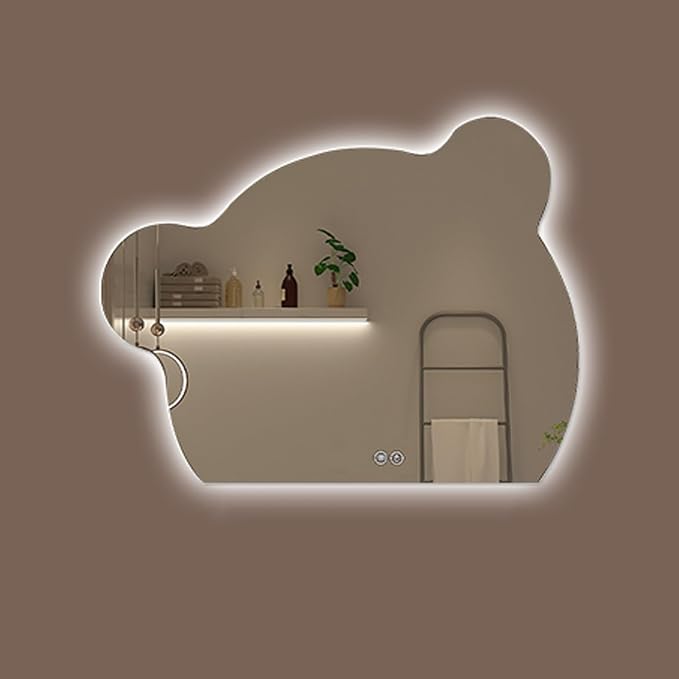 Cute Bear Wall Mirror, Wall Mounted Multifunction Bathroom Vanity Mirror by YUGXTH