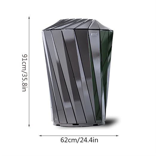 GLigeT Outdoor Trash can Round Steel Trash Can Modern Simple Outdoor Trash Can - Image 2