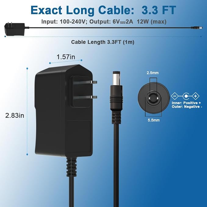 6V 2A Power Supply Adapter 6V 2A Replacement Charger 100V-240V AC Power Adapter - Image 7
