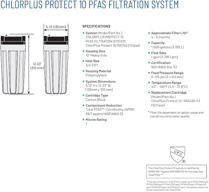 Pentair Pentek ChlorPlus Protect 10 Replacement Cartridge, 1 Micron Carbon Block - Image 6