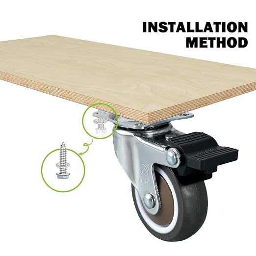 2" Caster Wheels Set of 4 Heavy Duty No Noise Castors - Image 5