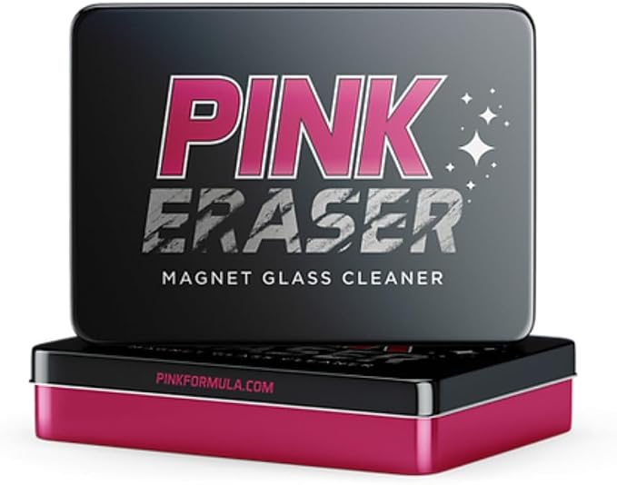 Pink Formula Pink Eraser Magnetic Glass Scrubber – 2 Sizes of Scrub Heads by PinkFormula