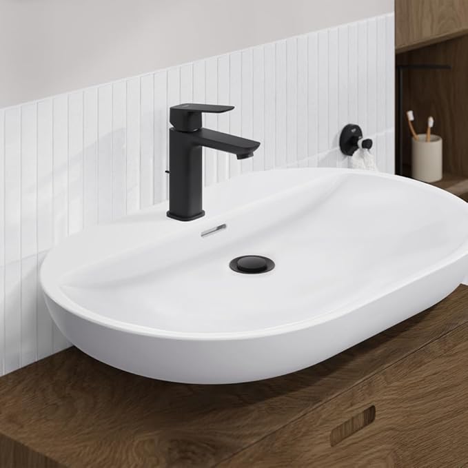 Grohe 1018992430 Cubeo Single Hole Single Handle S-Size Bathroom Faucet, Less Drain, 1.2 GPM, Matte Black