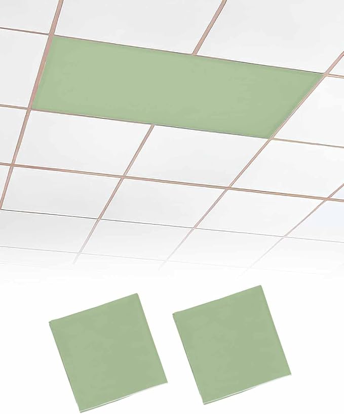 2 Pack Fluorescent Light Cover for Classroom Ceiling Light, Sage Green Magnetic by Home+L6
