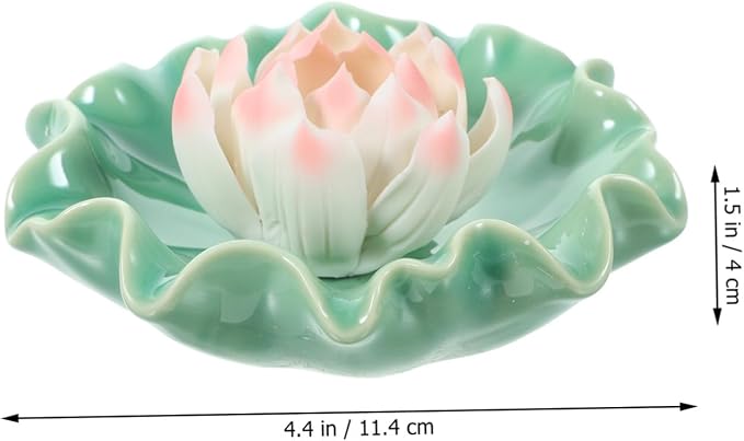 Creative Lotus Ceramic Incense Stick Holder Tray Handmade Lotus Base Incense - Image 7