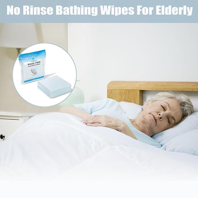 HYGIENJOY-21% Larger,No Rinse Bathing Wipes for Adults-Rinse Free Bath Sponges, Soap Infused,Extra Thick and Dry Shower Wipes for Elderly,For Camping,Hiking,GYM,Post Surgery Must Haves,(50 counts)