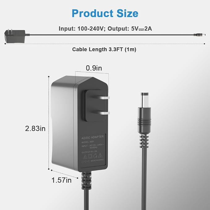 5V 2A Power Supply Adapter 5V 2A Power Supply 100V-240V AC Power Adapter Wall - Image 7
