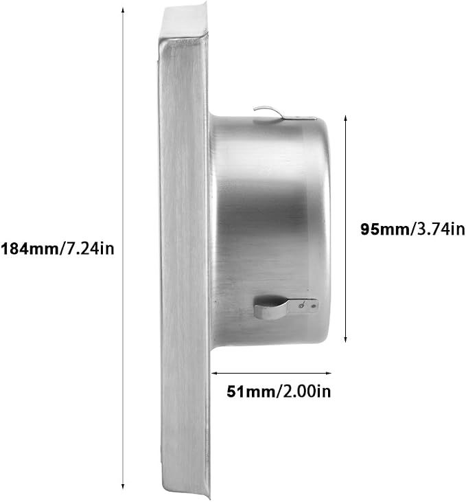 Extractor Fan Outlet, 100mm Stainless Steel Wall Air Vent Outdoor Filter Square - Image 9