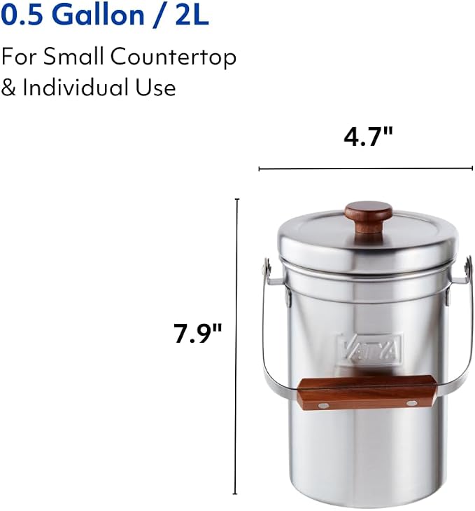 Vatya Stainless Steel Kitchen Compost Bin - Image 7