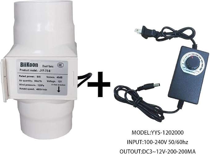 3 Inch Inline Duct Extractor Fan 75Mm 12V Powerful Exhaust Blower Speed - Image 4