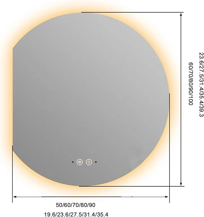 Bathroom Mirror, Dimmable LED Vanity Mirror Half Circle, Illuminated Mirror - Image 2