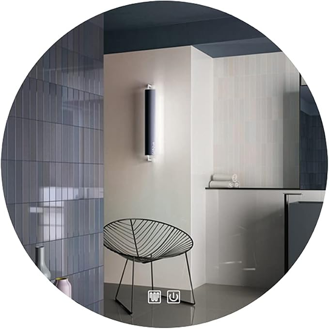 LED Illuminated Bathroom Mirror Round Wall Mirror by Unknown