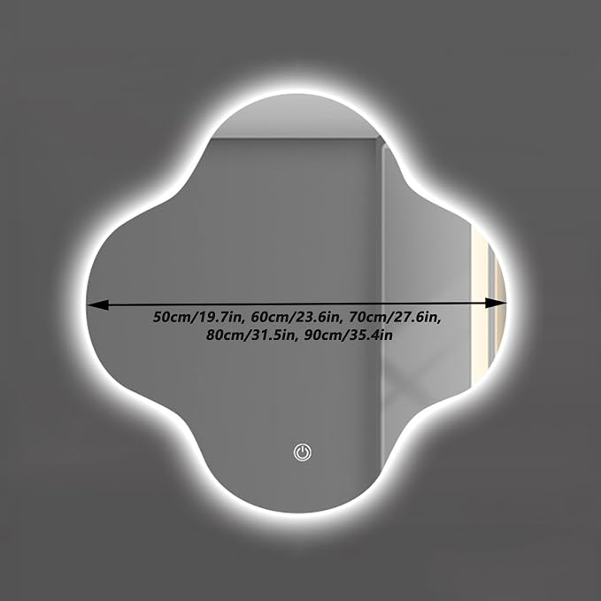 Irregular Bathroom Mirror with LED Light, Wall Mounted Mirror with Demister Pad - Image 2