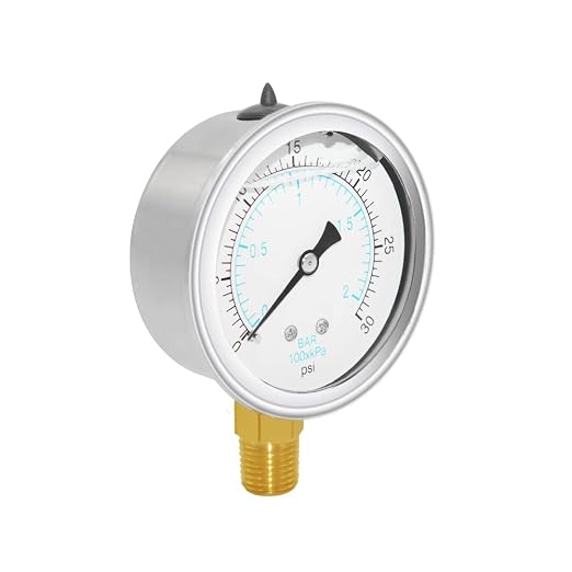 Joywayus Pressure Gauge 0-30 PSI Brass 1/4" NPT Male Thread Lower Mount - Image 4