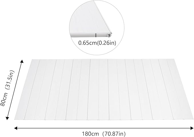 Bathtub Cover 70.8" x 31.5" Folding PVC Bathtub Cover Adjustable Anti-dust Shutter Bath Lid Insulation Bathtub Tray for Most Tubs in Home, Bathroom, Spa (White)