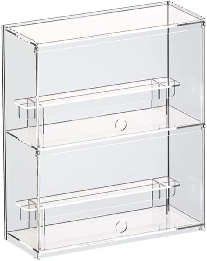 Choowin 2 Layer Clear Acrylic Display Case for Collectibles, Mini Figures, Pop Mart, Labubu, Sonny Angel, Smiski - Assemble Dustproof Acrylic Display Box with Door, Stand (12x4.9x14.4 inch)