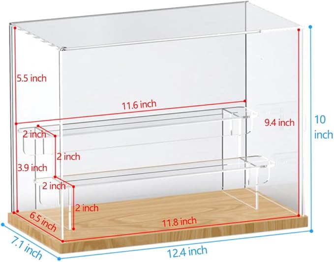 Choowin 3 Tier Clear Acrylic Display Case for Collectibles, Mini Figures, Pop Mart, Labubu, Sonny Angel, Smiski - Assemble Dustproof Acrylic Display Box with Door, Stand (Wood Base, Clear Step)