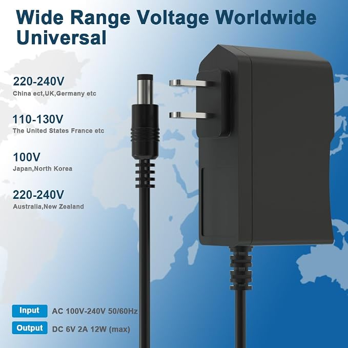 6V 2A Power Supply Adapter 6V 2A Replacement Charger 100V-240V AC Power Adapter - Image 5