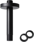 6 Inch Shower Arm with Flange, Ceiling Mounted Shower Head Extension Arm, 1/2 NPT Straight Arm for Rain Shower Head, Stainless Steel Shower Head Extension Replacement Pipe Arm,Black