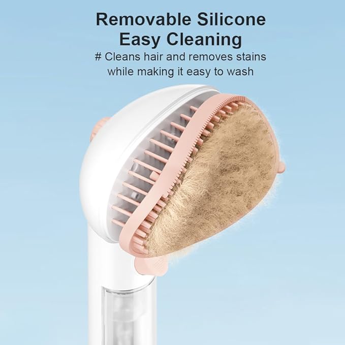 Dog Bath Brush, Scrubber Soft Silicone Head Pet Bathing Massage Brush Long Handle Shampoo Cleaning Brush for Short Long Hair Dogs Cats White Pink Optional (Pink)