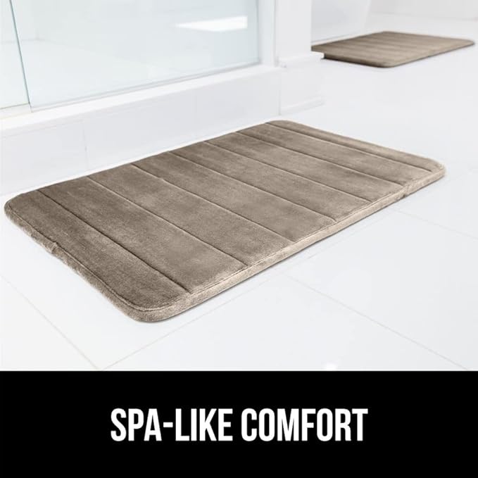GORILLA GRIP Memory Foam Bath Mat, Soft Absorbent US Designed Bathroom Rug, Gripping Dots Machine Washable Bathmat, Cushioned Floor Mats, Shower Sink Rugs Room Décor Accessories, 30x20 Taupe