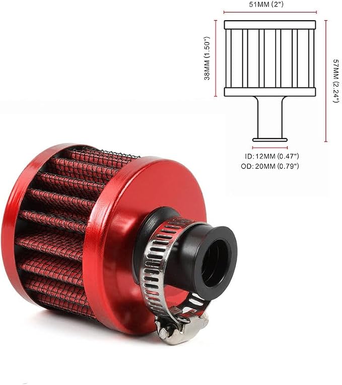 MUGE RACING 2Pcs Air Filter Cold Air Intake Filter Breather 12mm Valve Cover - Image 6