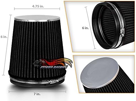 BLACK 6" 152 mm Inlet Short Truck Air Cone Replacement Performance Washable - Image 2