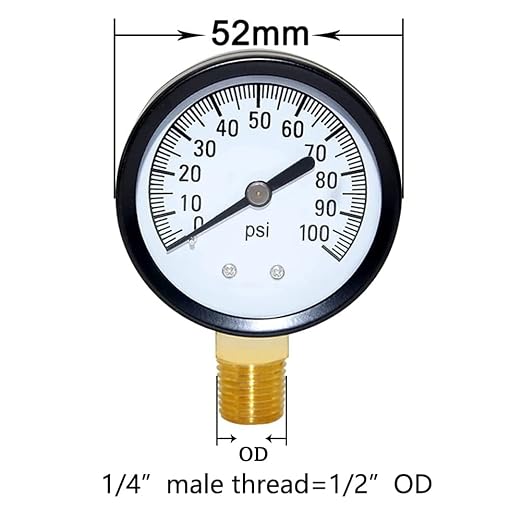 Joywayus Pressure Gauge 0 to 100 PSI Brass 1/4" Male NPT Thread Lower Mount - Image 2