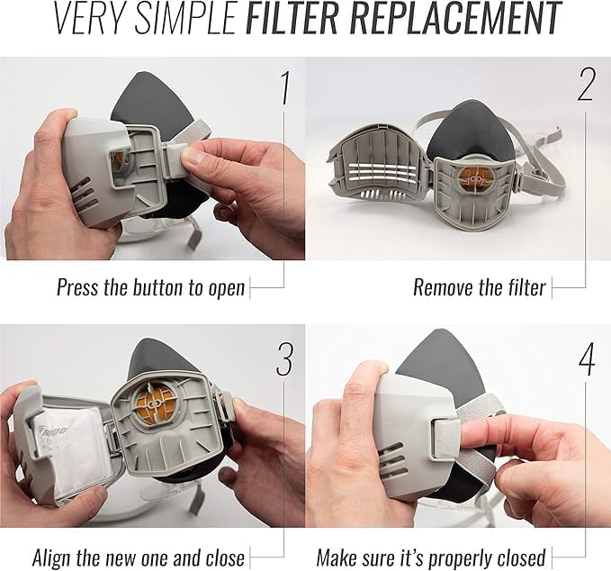 Reusable Respirator Mask with 7 Filters – Half Mask Respirator - Image 7