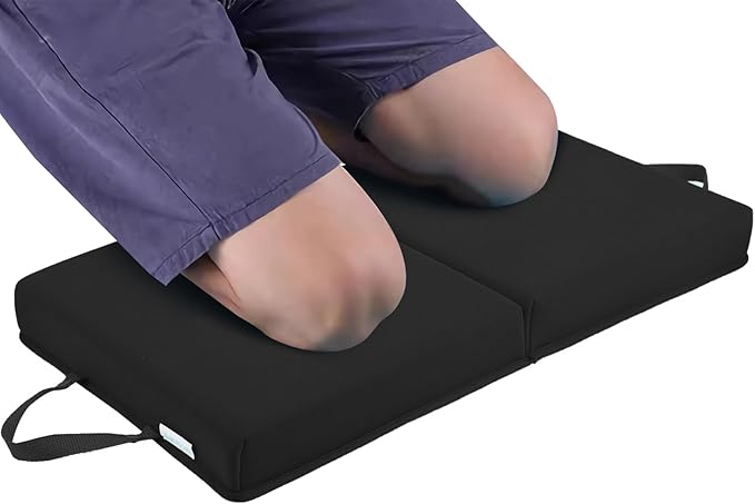 Garden Kneeling Pad, Memory Foam Knee Cushions for Gardening, Extra Thick Knee Pad, Water Resistant Prayer Pillow for Work, Yoga, Physical Therapy(Black)