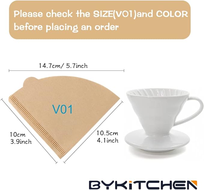BYKITCHEN Small Coffee Filters, Size 01, Disposable Cone Coffee Filters Paper - Image 2