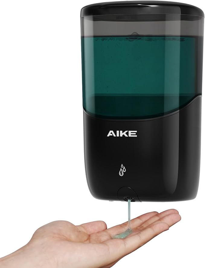 AIKE Wall Mount Automatic Soap Dispenser for Liquid Soap Battery Operated Black, Model AK1216