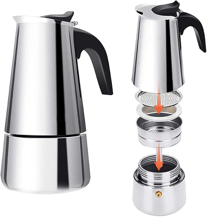 ZJchao Eagle Beak Design Moka Pot Portable Stainless Steel Coffee Maker Pot - Image 8