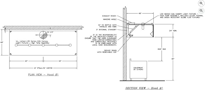 Commercial Kitchen Restaurant Duty Exhaust Hood, Wall Canopy Stainless Steel - Image 3