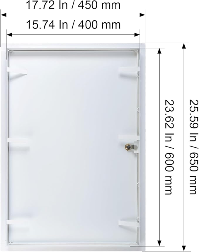 16" x 24" Lockable White Metal Access Panel. Service Shaft Door Panel with Key. Plumbing, Electricity, Heating, Alarm Wall Access Panel for Drywall. Bathroom Services Access Hole Cover.