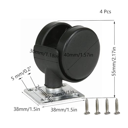 Plastic Small Caster Wheels 1.5 inch Swivel Casters Set of 4 - Image 2
