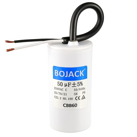BOJACK Run Capacitor 50 uF MFD 250V AC 50 MFD CBB60 2 Wire 50/60Hz Cylinder by BOJACK