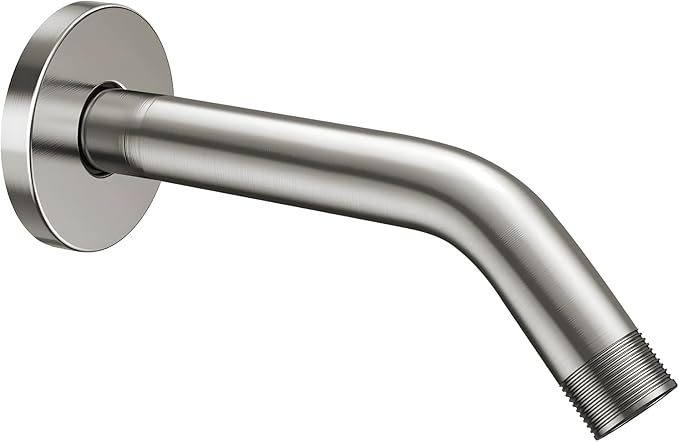 Cobbe Shower Arm with Flange and Teflon Tape, 8-Inches Wall Mounted Shower Pipe Arm 304 Stainless Steel Extension for Fixed Shower Head, Brushed Nickel