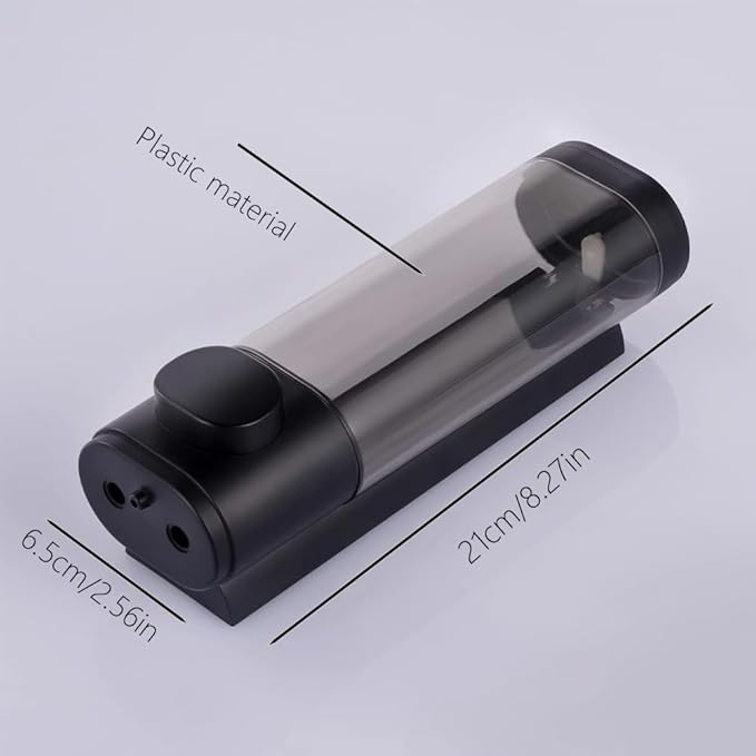 Manual Bathroom Wall Mounted Soap Dispenser, 10oz/300ml Single Black Bathroom Shampoo and Conditioner Dispenser, Clear Plastic Refillable Liquid Lotion Pump Dispenser and Organizer
